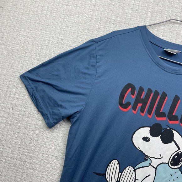 Peanuts Snoopy "Chillin" Graphic Sports Performance Gym T-Shirt Blue Men Sz M - Picture 2 of 16